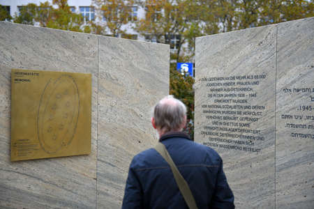 Shoah walls of names memorial in Vienna, Austria, Europeのeditorial素材