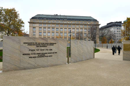 Shoah walls of names memorial in Vienna, Austria, Europeのeditorial素材