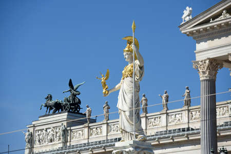 Renovated Austrian Parliament with the Pallas Athene on the Ringstrasse in Viennaのeditorial素材