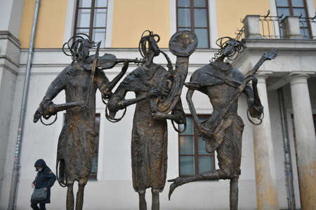 Old town of Regensburg on the Danube in the rain in winter, Bavariaのeditorial素材