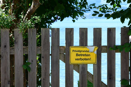 Private property on Lake Traunsee - entering prohibitedの写真素材