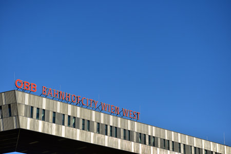 Lettering on the Westbahnhof in Vienna, Austria, Europeのeditorial素材