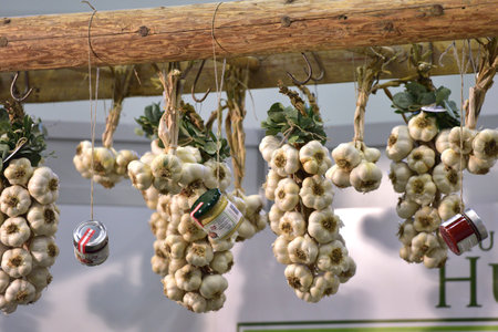 Decoration with different types of vegetables at a garden fair in Austriaのeditorial素材