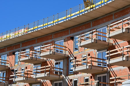 Cobnstruction site of a new multi-storey residential building in Wels, Upper Austriaのeditorial素材