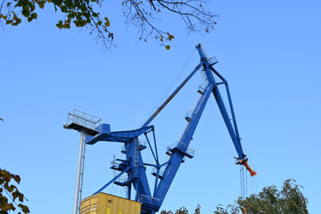 Historical crane in the old port of Hamburg, Germany