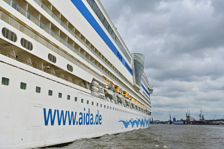 The cruise ship AIDAsol at the Hamburg cruise terminal "Hamburg Cruise Center Altona" , Germanyのeditorial素材