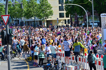 The CSD parade in Hamburg is a political demonstration and colorful parade that takes place every year. She advocates for equal rights for gays and lesbians.のeditorial素材