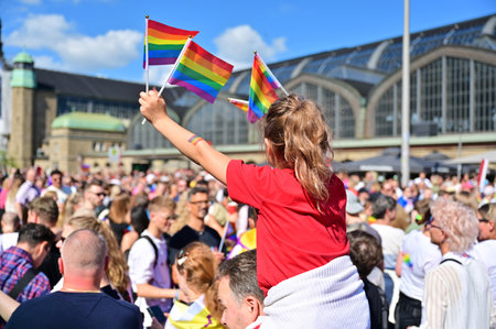 The CSD parade in Hamburg is a political demonstration and colorful parade that takes place every year. She advocates for equal rights for gays and lesbians.のeditorial素材