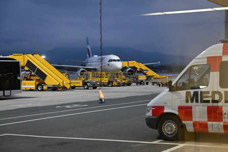 Eurowings Airbus at the Salzburg Airport in Austriaのeditorial素材