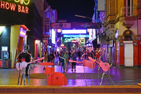 The famous entertainment district Reeperbahn in the Sankt Pauli district in Hamburg, Germanyのeditorial素材