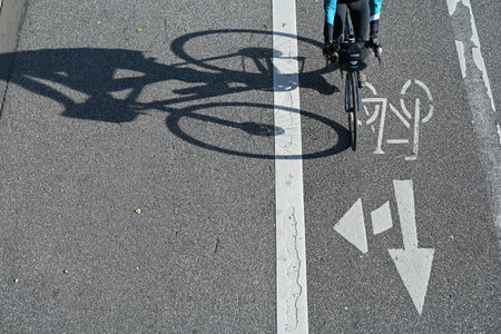 Bicycle lane on a street in the center of Hamburg, Germany