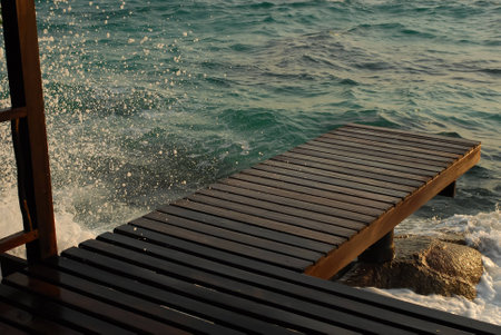 Terrace with seaの写真素材