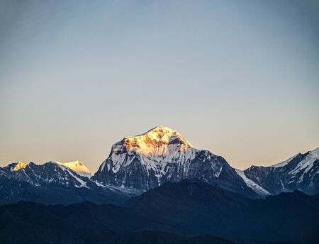 Amazing Shot of Himalayas mountain peaks covered with white snow attract many climbers and mountaineersの写真素材