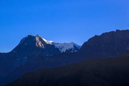 Amazing Shot of himalayas mountain peaks covered with white snow attract many climbers and mountaineersの写真素材