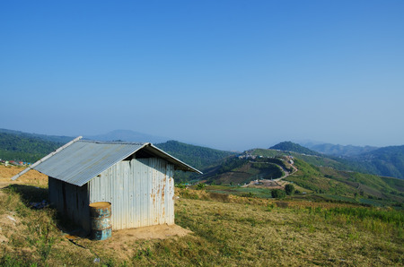 Warehouse of farmers on the mountainの写真素材