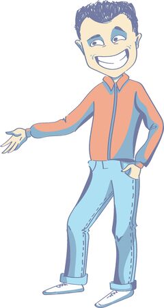 An illustration of a young happy man posingのイラスト素材