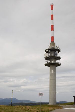 Radio tower on the top of mount feldbergのeditorial素材
