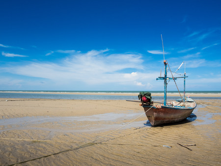 The fishing boat on the seaの写真素材