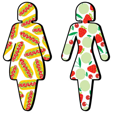 Diet. Women's silhouettes.のイラスト素材