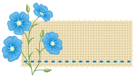 Flax flower and a piece of linen.のイラスト素材