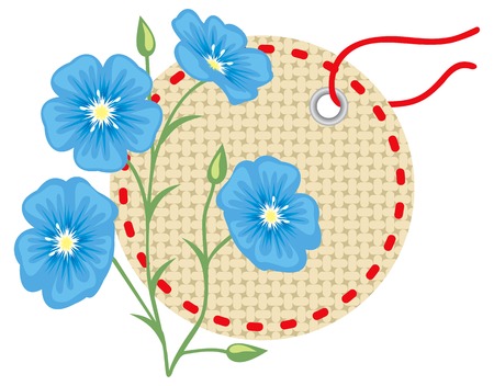 Flax flower with labelのイラスト素材