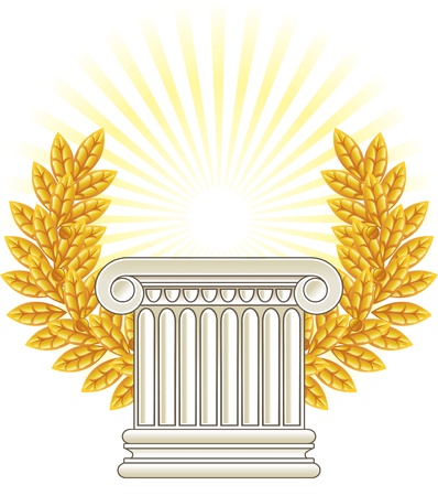 Antique Greek Column and gold Laurel.のイラスト素材