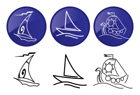 Sailing ships. icons set.のイラスト素材