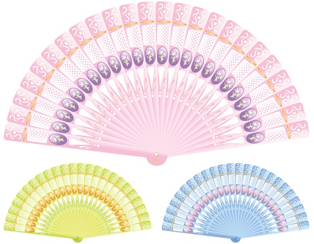 Folding fan set. illustration.のイラスト素材