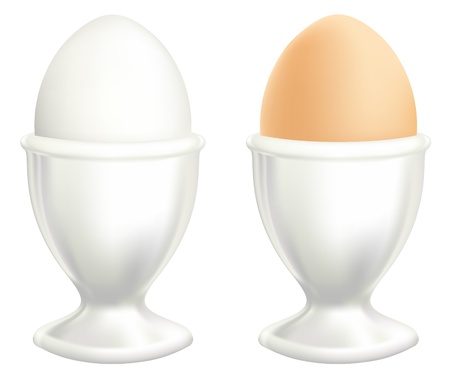 White and brown egg in a dish.illustration on white background.のイラスト素材