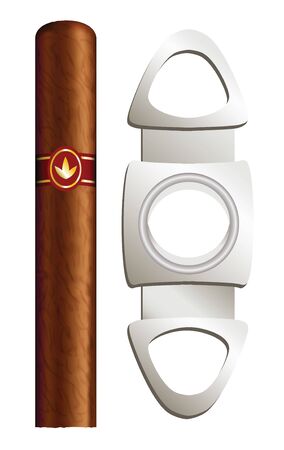 Cigar and guillotine. Vector illustration on white background.のイラスト素材