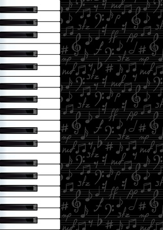 Abstract background with piano keys and musical symbols. Vector illustartion.のイラスト素材