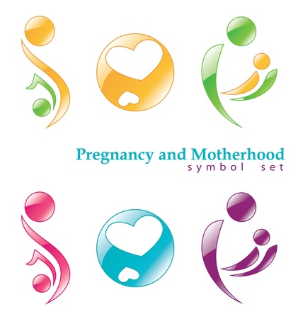 Pregnancy and motherhood. Vector symbols set.のイラスト素材