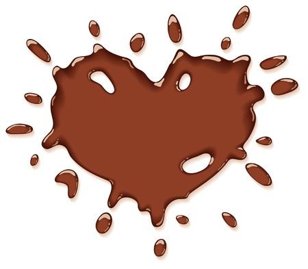 Chocolate splash heart. Vector illustration. のイラスト素材