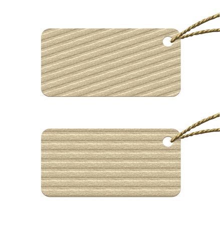 Cardboard tag with rope from natural materials. Vector illustration.のイラスト素材