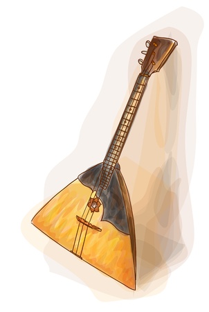 Balalaika - a national Russian musical instrument. Watercolor style.のイラスト素材