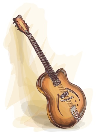 Bass Guitar. Watercolor style. Vector illustration.のイラスト素材