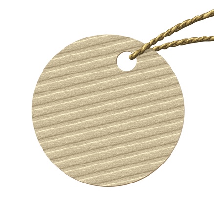 Round cardboard tag with rope from natural materials. Vector illustration.のイラスト素材