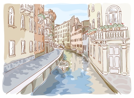 Venice. Watercolor style. Vector illustration.のイラスト素材
