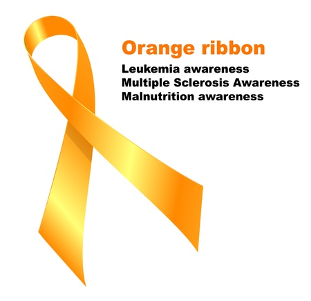 Orange ribbon. Leukemia awareness. Multiple Sclerosis Awareness. Malnutrition awareness.のイラスト素材