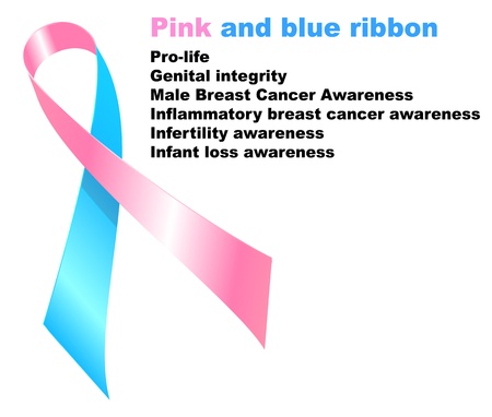 Pink and blue ribbon. Pro-life.Genital integrity.
Male Breast Cancer Awareness. Inflammatory breast cancer awareness. Infertility awareness. Infant loss awareness.のイラスト素材