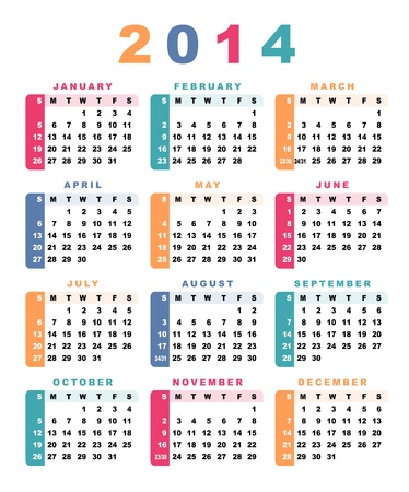 Calendar 2014 (week starts with sunday)のイラスト素材