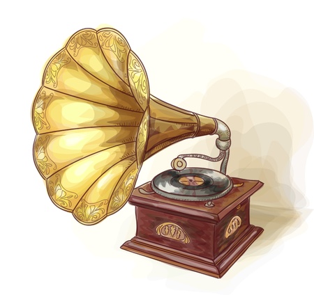 Vintage Gramophone  Wtercolor imitation のイラスト素材
