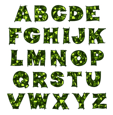 Green mosaic alphabetのイラスト素材