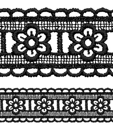 Black openwork lace seamless border. Vector illustration.のイラスト素材