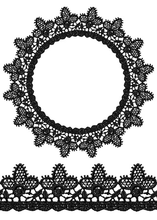 Round openwork lace border  Realistic vector illustration のイラスト素材