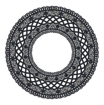 Round openwork lace border. Realistic vector illustration.のイラスト素材