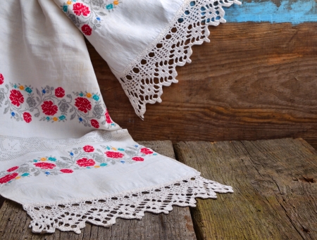 Embroidery Slavic and old board.