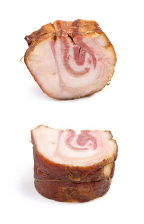 Bacon isolated on white backgroundの写真素材