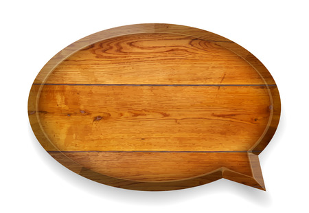 Realistic wooden talk bubble. Vector illustration.のイラスト素材
