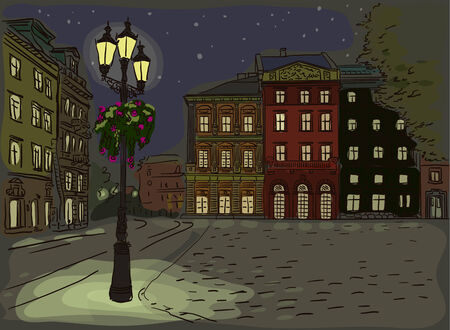 Antique European street.のイラスト素材
